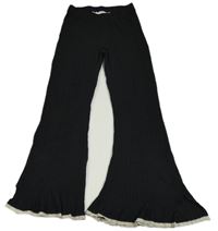 Černé žebrované úpletové flare legíny H&M