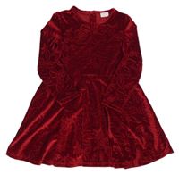 Červené květinové sametové šaty F&F