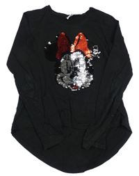 Černé triko s Minnie z překlápěcích flitrů Disney