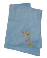 Světlemodrá chlupatá deka s žirafou