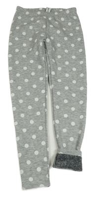 Šedé melírované zateplené legíny s puntíky Yigga