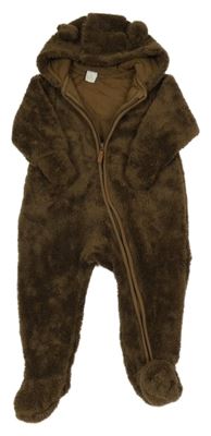 Hnědá chlupatá podšitá kombinéza s kapucí H&M