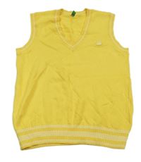 Žlutá pletená vesta s logem Benetton