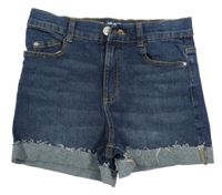 Tmavomodré MID RISE riflové kraťasy Denim Co.