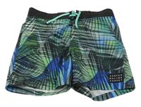 Zeleno-modro-černé vzorované plážové kraťasy H&M