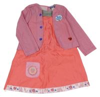 Růžovo-šedé šifonové šaty s beruškami králíček PetrGeorge