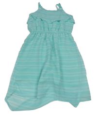 Mintovo-bílé pruhované lehké šaty Page one young