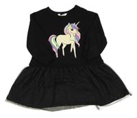 Černá mikina s jednorožcem a tylem H&M