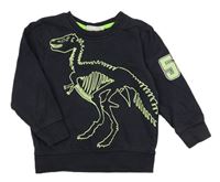 Tmavomodrá mikina s dinosaurem 