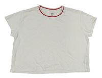 Bílé crop tričko s červeným lemem H&M