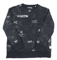 Černá vzorovaná mikina s nápisy C&A