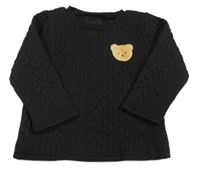 Černá mikina s 3D vzorem a medvídkem 