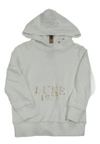 Bílá mikina s lvem, nápisem a kapucí 