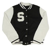 Černo-bílá propínací baseballová mikina s písmenkem Shein