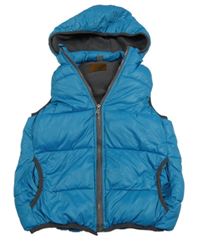 Modrá šusťáková zateplená vesta s kapucí Zara