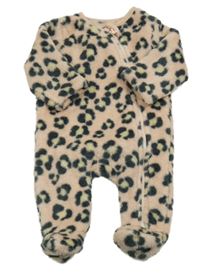 Světlerůžový chlupatý overal s leopardím vzorem TU