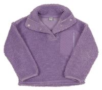 Lila huňatá mikina se stojáčkem a kapsou Tu