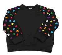 Černá mikina se srdíčky Shein