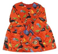 Červené šaty s ptáčky 