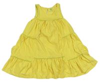 Žluté bavlněné šaty s bambulkami Next