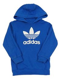 Safírová mikina s logem a kapucí Adidas