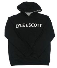 Černá mikina s nápisem a kapucí Lyle&Scott