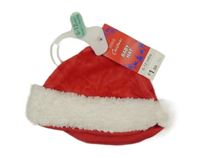 Nové - Červeno-bílá sametová vánoční čepice 