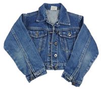 Modrá riflová crop bunda 