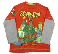 Červeno-šedé vánoční triko se ScoobyDoo Primark 