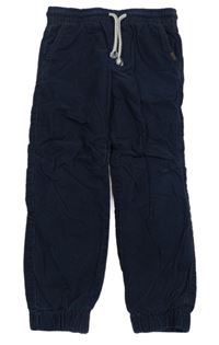 Tmavomodré manšestrové cuff podšité kalhoty H&M