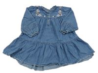 Modré riflové šaty s kytičkami George 