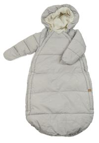 Béžový šusťákový zimní fusak s hvězdičkami a kapucí H&M