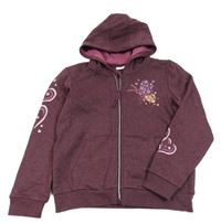 Švestková propínací mikina s motýly a kapucí Kids