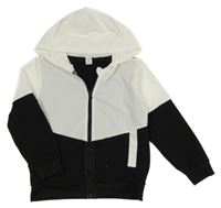 Černo-bílá propínací mikina s kapucí s kapucí Shein