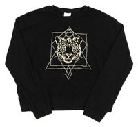 Černé crop triko s tygrem S. Oliver