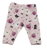 Světlerůžové tepláky s duchy a dýněmi 