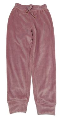 Starorůžové sametové cuff tepláky Next 