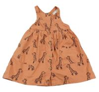 Korálové plátěné propínací šaty s žirafou George 