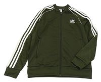 Khaki propínací sportovní mikina s logem Adidas