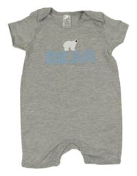 Šedý melírovaný kraťasový overal s medvídkem 