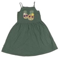 Khaki bavlněné šaty s ananasy C&A