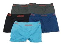 5pack - 2x šedé + 1x černé + 1x modré + 1x tyrkysové boxerky