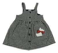 Černo-bílé kostkované vlněné propínací šaty s pejskem Next