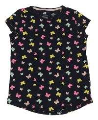 Tmavomodré tričko s motýlky H&M