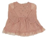 Růžové síťované šaty s hvězdičkami H&M