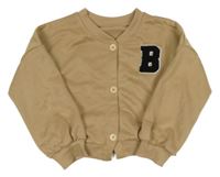 Béžová propínací crop mikina s písmenkem 