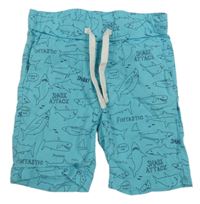 Světlemodré plátěné kraťasy se žraloky H&M