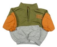 Khaki-šedo-oranžová oversize mikina s nápisem George 