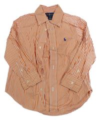 Oranžovo-bílá pruhovaná košile s logem Ralph Lauren