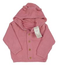 Nové - Růžový propínací svetr s kapucí M&S